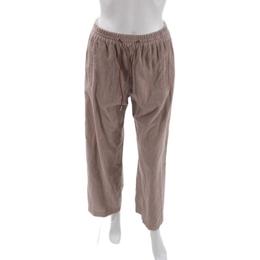QL2 Unisex Sweatpants Beige Striped Drawstring 100% Cotton Bohemian Size 42